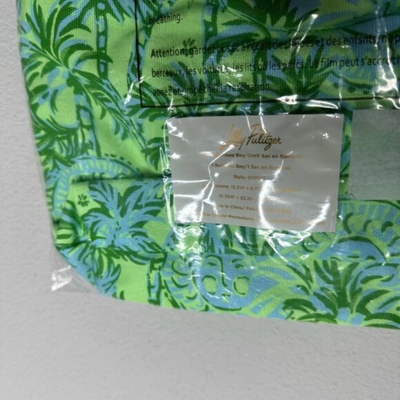 Lilly Pulitzer Tropical Green Cosmetic Bag with Bamboo Handle - Picture 2 of 3